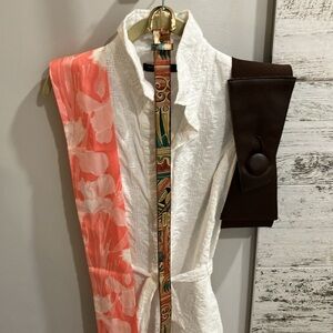 Get the L👀K! White BR Dress + 3 interchangeable Belts + summer scarf + Necklace
